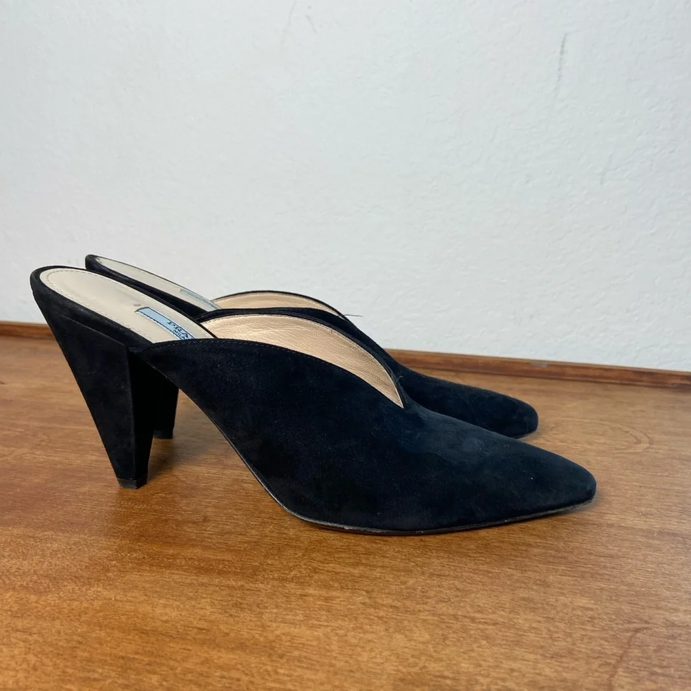 SOLD Prada Black Suede Mules Size 39 - Picture 5 of 14